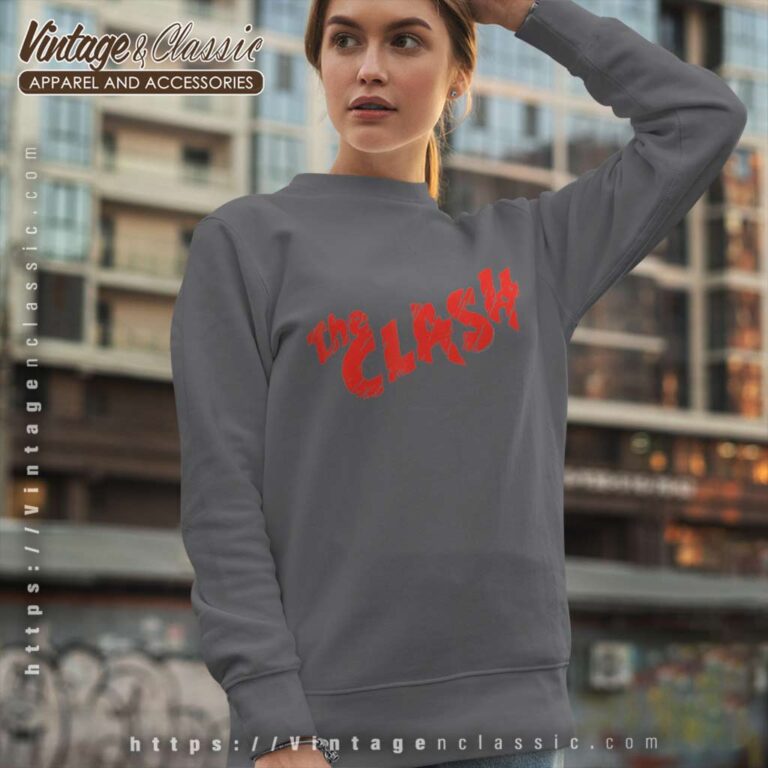 The Clash Scratched Red Logo Sweatshirt The Clash Scratched Red Logo Sweatshirt