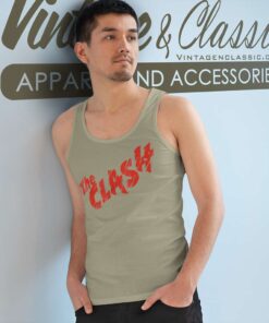 The Clash Scratched Red Logo Tank Top Racerback