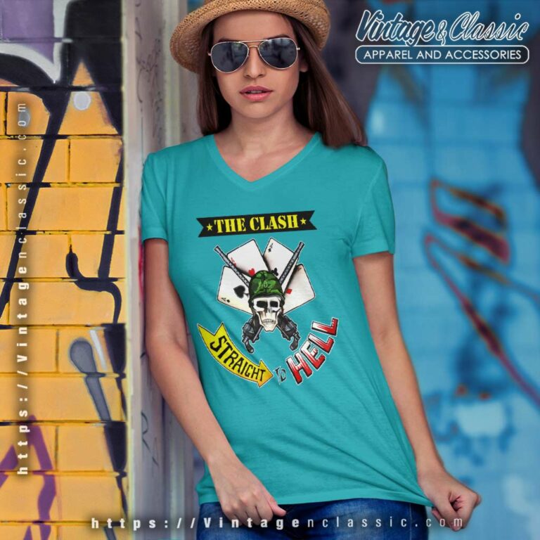 The Clash Straight To Hell V Neck TShirt The Clash Straight To Hell V Neck TShirt