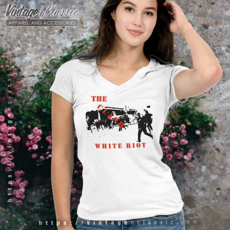 The Clash White Riot V Neck TShirt The Clash White Riot V Neck TShirt