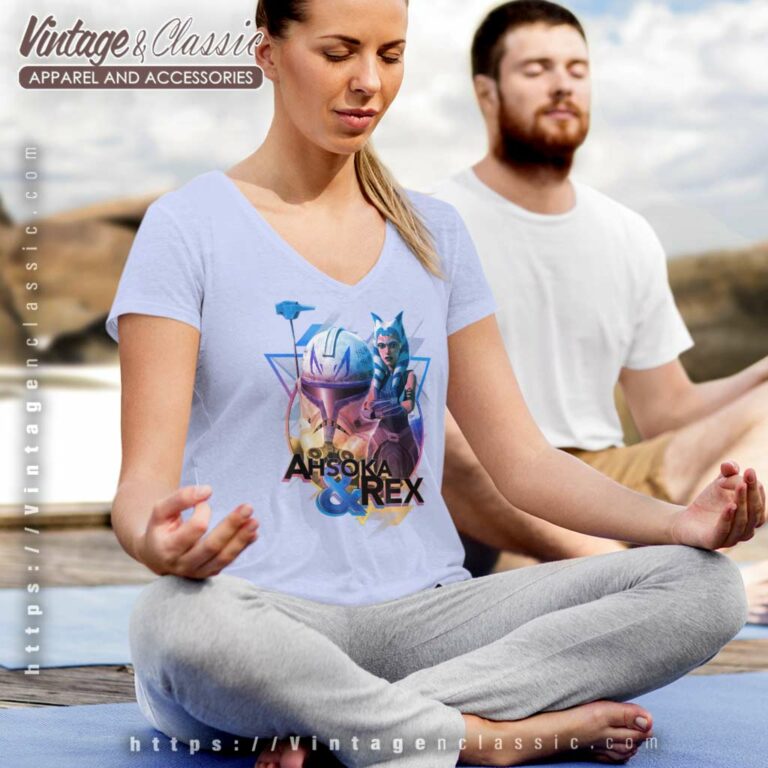 The Clone Wars Ahsoka Rex Triangle Portrait V Neck TShirt The Clone Wars Ahsoka Rex Triangle Portrait V Neck TShirt