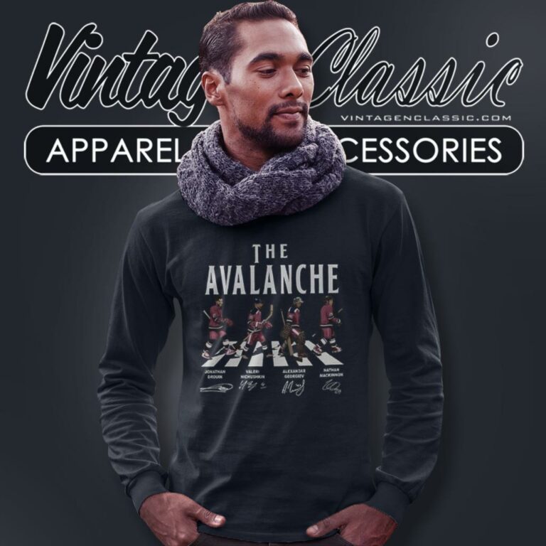 The Colorado Avalanche Walking Abbey Road Signatures Ice Hockey Long Sleeve Tee The Colorado Avalanche Walking Abbey Road Signatures Ice Hockey Long Sleeve Tee