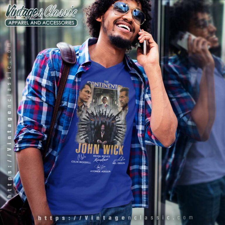 The Continental John Wick Keanu Reeves Signatures V Neck TShirt The Continental John Wick Keanu Reeves Signatures V Neck TShirt