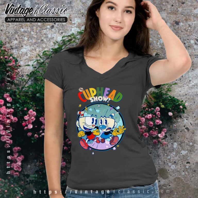 The Cuphead Show Vneck The Cuphead Show Vneck