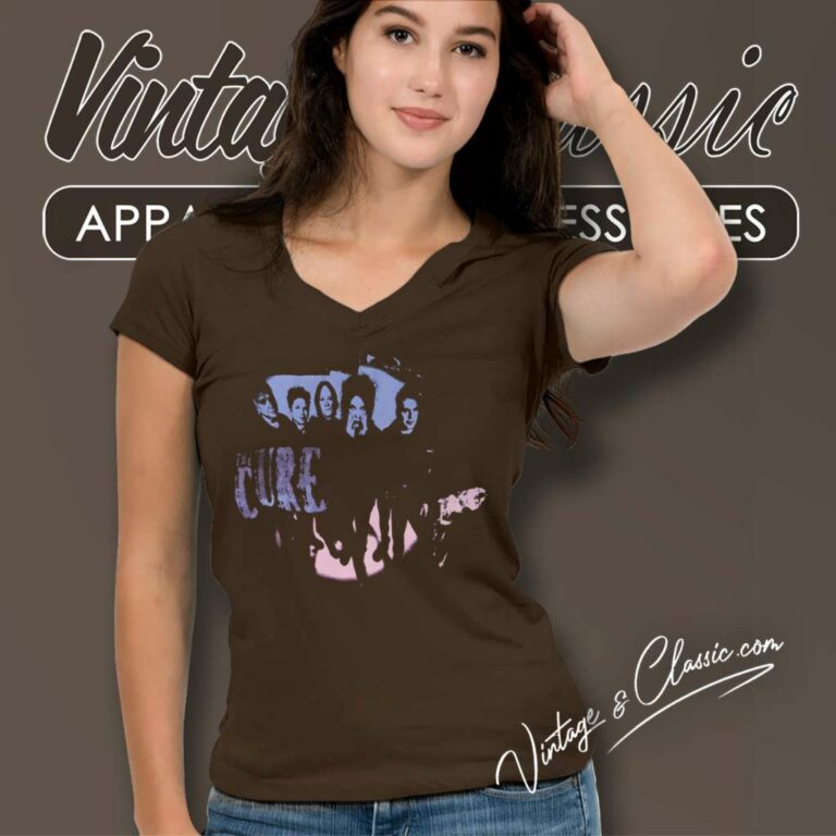 The Cure Group Photo V Neck TShirt The Cure Group Photo V Neck TShirt