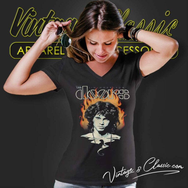 The Doors Jim Morrison Face V Neck TShirt The Doors Jim Morrison Face V Neck TShirt