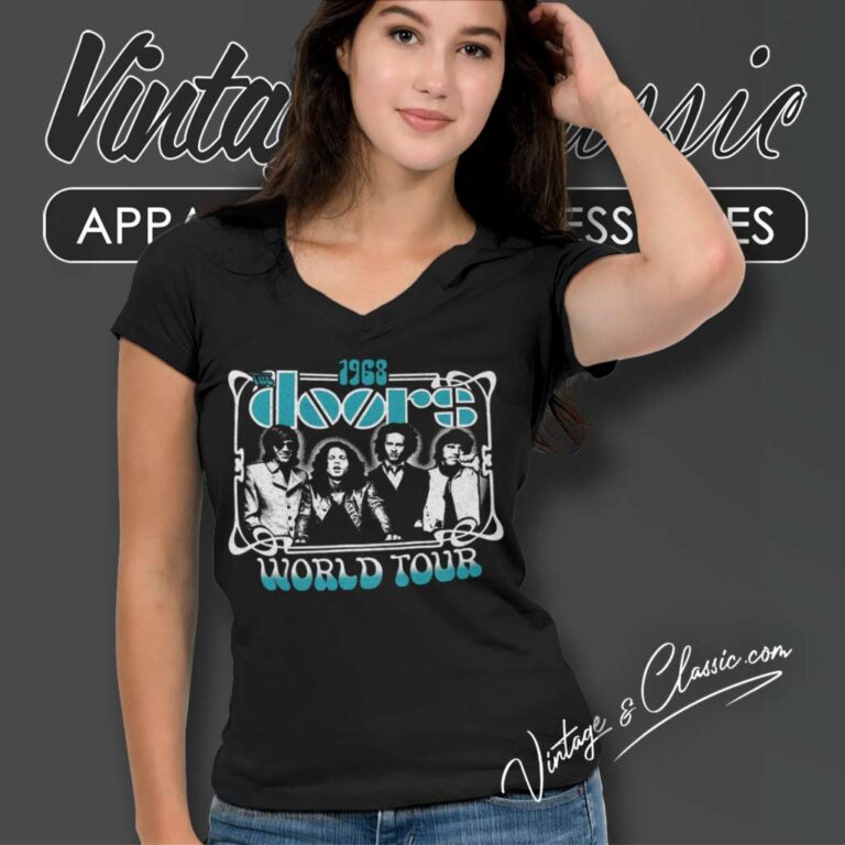 The Doors World Tour 1968 V Neck TShirt The Doors World Tour 1968 V Neck TShirt