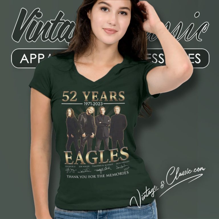 The Eagles Band 52nd Anniversary V Neck TShirt The Eagles Band 52nd Anniversary V Neck TShirt