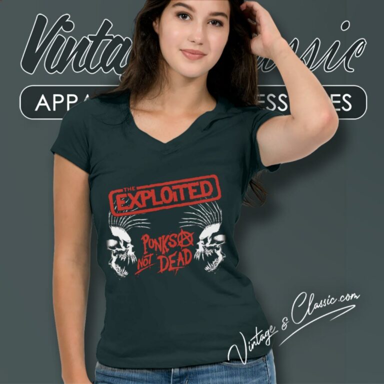 The Exploited Skulls V Neck TShirt The Exploited Skulls V Neck TShirt