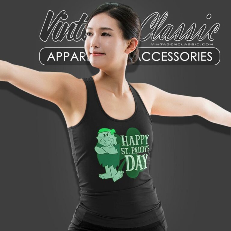 The Flintstones Barney Happy St Paddys Day Tank Top Racerback The Flintstones Barney Happy St Paddys Day Tank Top Racerback