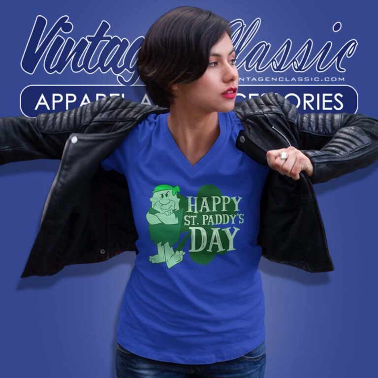 The Flintstones Barney Happy St Paddys Day V Neck TShirt The Flintstones Barney Happy St Paddys Day V Neck TShirt