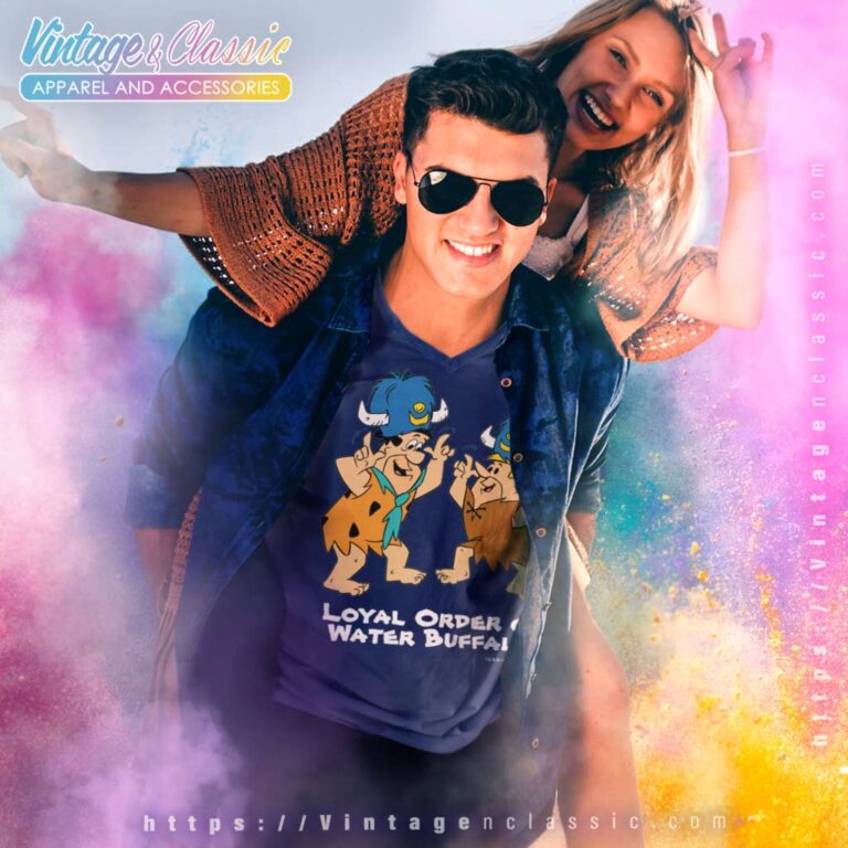 The Flintstones Fred Barney Water Buffalo Dance V Neck TShirt The Flintstones Fred Barney Water Buffalo Dance V Neck TShirt