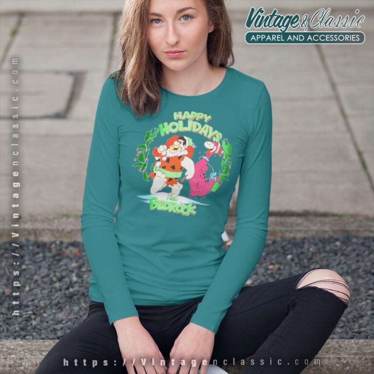 The Flintstones Happy Holidays From Bedrock Long Sleeve Tee The Flintstones Happy Holidays From Bedrock Long Sleeve Tee
