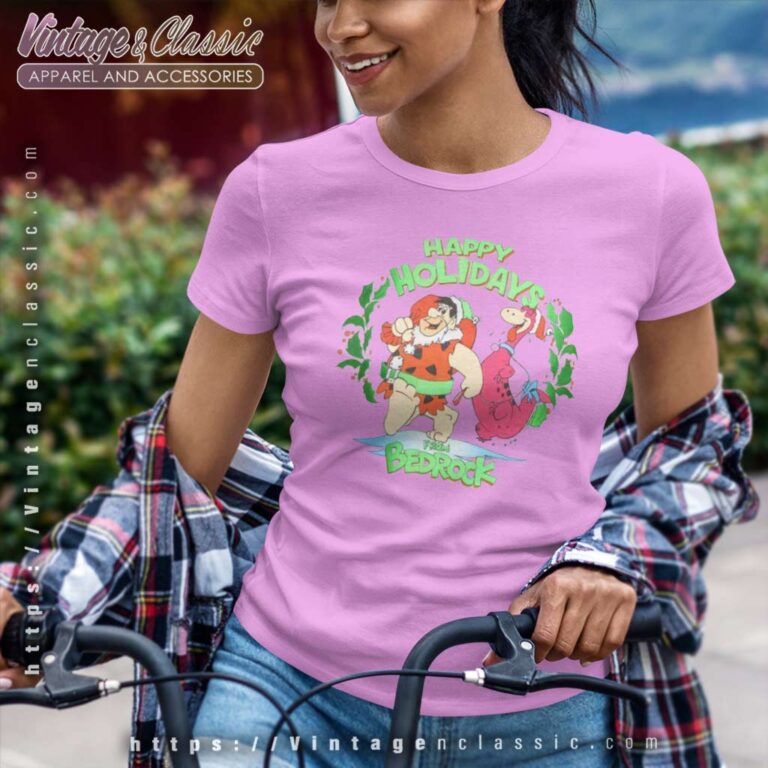 The Flintstones Happy Holidays From Bedrock Women TShirt The Flintstones Happy Holidays From Bedrock Women TShirt