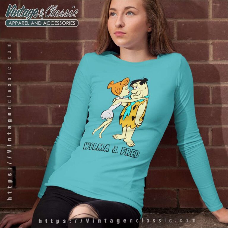 The Flintstones Wilma Kissing Fred Long Sleeve Tee The Flintstones Wilma Kissing Fred Long Sleeve Tee
