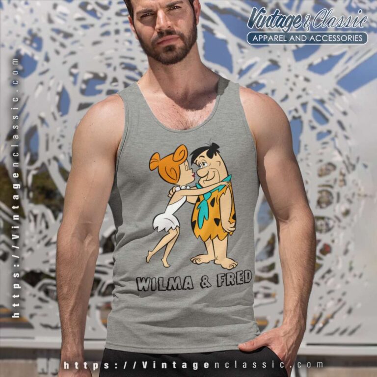 The Flintstones Wilma Kissing Fred Tank Top Racerback The Flintstones Wilma Kissing Fred Tank Top Racerback