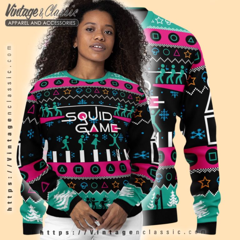 The Game Is On Squid Game Christmas Sweater Women Ugly Sweater 1 The Game Is On Squid Game Christmas Sweater Women Ugly Sweater 1