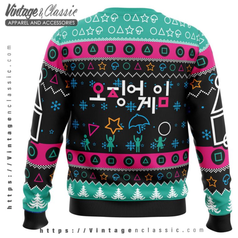The Game Is On Squid Game Christmas Sweater back Ugly Sweater 1 The Game Is On Squid Game Christmas Sweater back Ugly Sweater 1