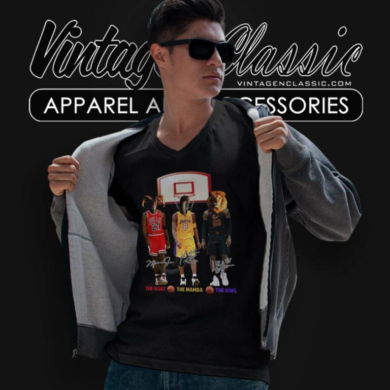 The Goat The Mamba The King Michael Jordan Kobe Bryant Lebron James V Neck TShirt The Goat The Mamba The King Michael Jordan Kobe Bryant Lebron James V Neck TShirt