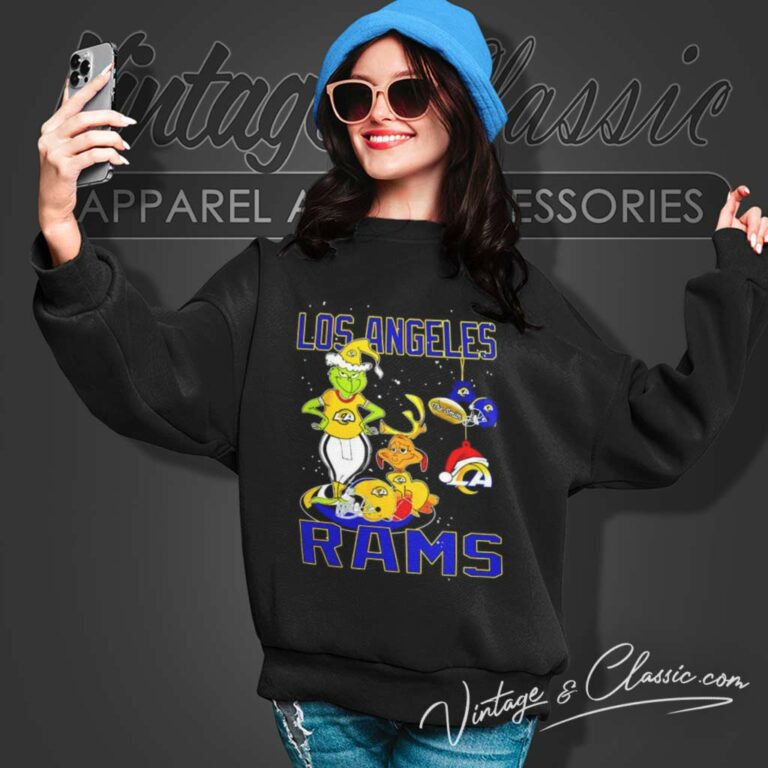 The Grinch And Dog Los Angeles Rams Santa Christmas Sweatshirt The Grinch And Dog Los Angeles Rams Santa Christmas Sweatshirt