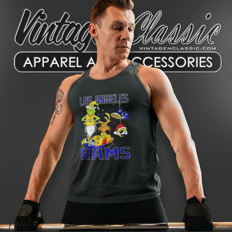 The Grinch And Dog Los Angeles Rams Santa Christmas Tank Top Racerback The Grinch And Dog Los Angeles Rams Santa Christmas Tank Top Racerback