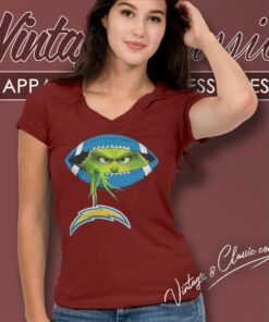 The Grinch Ew People Los Angeles Chargers Logo V Neck TShirt