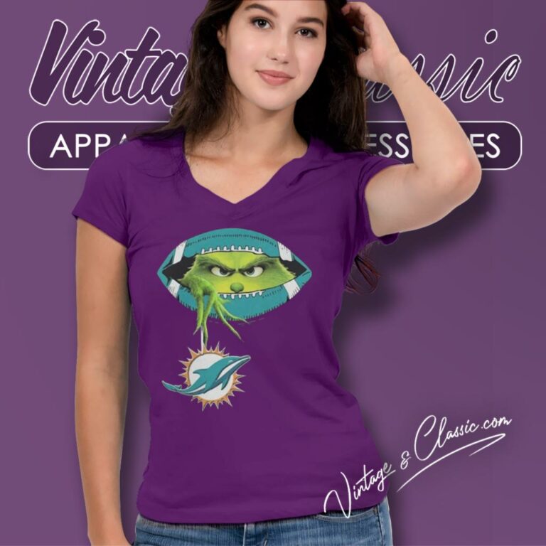 The Grinch Ew People Miami Dolphins Logo V Neck TShirt The Grinch Ew People Miami Dolphins Logo V Neck TShirt