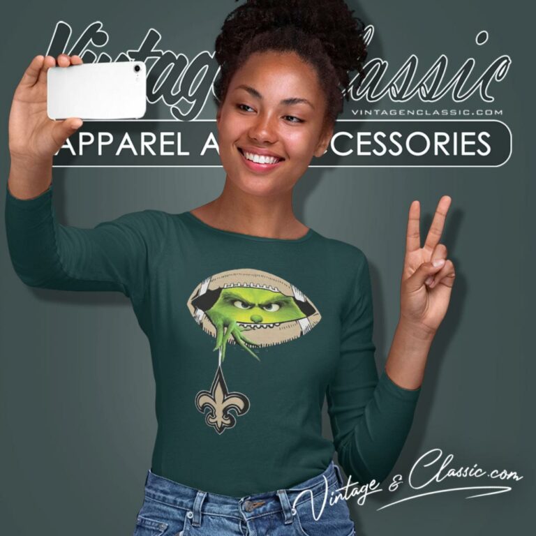 The Grinch Ew People New Orleans Saints Logo Long Sleeve Tee The Grinch Ew People New Orleans Saints Logo Long Sleeve Tee
