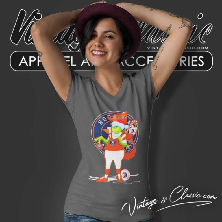 The Grinch Houston Astros Christmas Santa V Neck TShirt The Grinch Houston Astros Christmas Santa V Neck TShirt