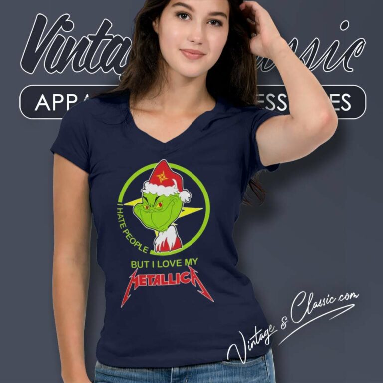The Grinch Love Metallica Shirt I Hate People V Neck TShirt The Grinch Love Metallica Shirt I Hate People V Neck TShirt