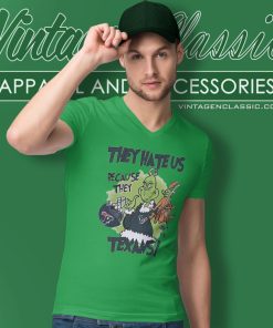 The Grinch They Hate Us Because They Aint Us Houston Texans V Neck TShirt