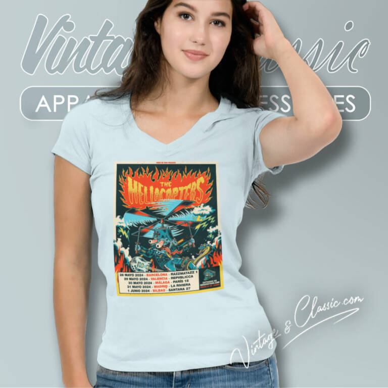 The Hellacopters Tour 2024 Poster V Neck TShirt The Hellacopters Tour 2024 Poster V Neck TShirt