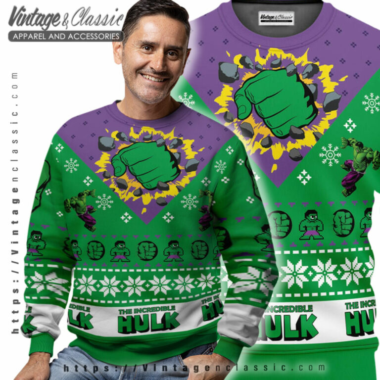 The Incredible Hulk Avengers Ugly Christmas Sweater Men Ugly Sweater The Incredible Hulk Avengers Ugly Christmas Sweater Men Ugly Sweater