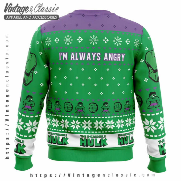 The Incredible Hulk Avengers Ugly Christmas Sweater back Ugly Christmas Sweater The Incredible Hulk Avengers Ugly Christmas Sweater back Ugly Christmas Sweater
