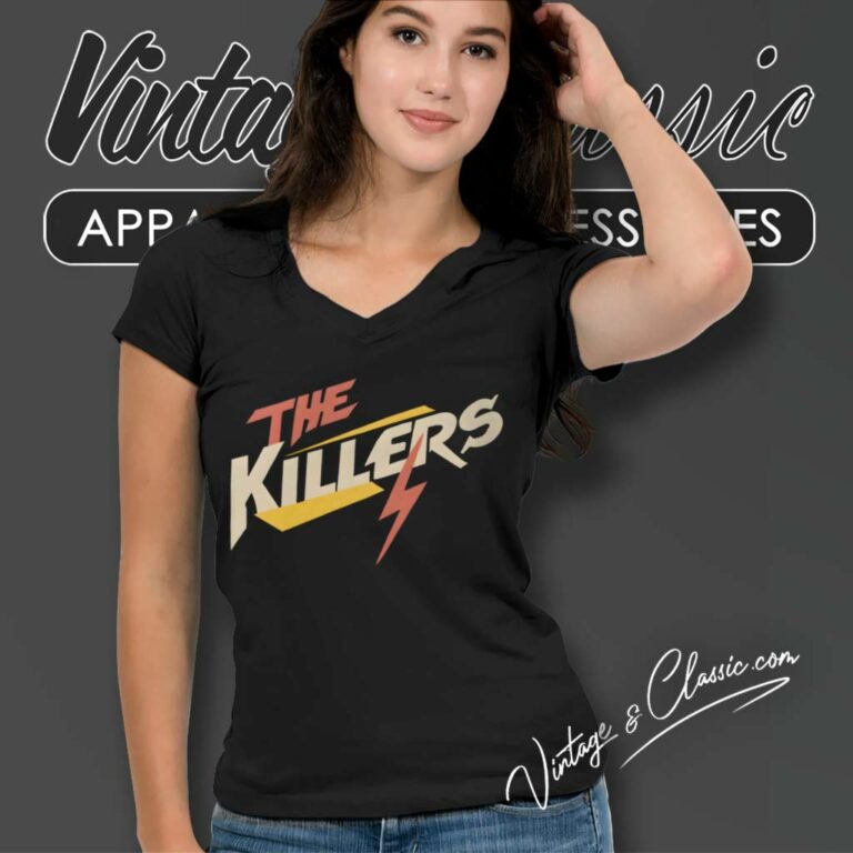 The Killers Brandon Flowers Logo V Neck TShirt The Killers Brandon Flowers Logo V Neck TShirt