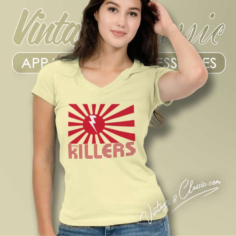 The Killers Official Rising Sun Premium V Neck TShirt The Killers Official Rising Sun Premium V Neck TShirt