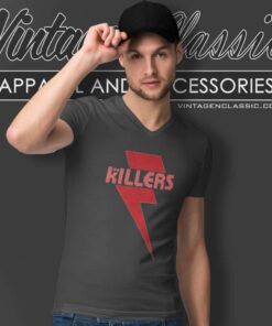 The Killers Rock Band Red Bolt V Neck TShirt