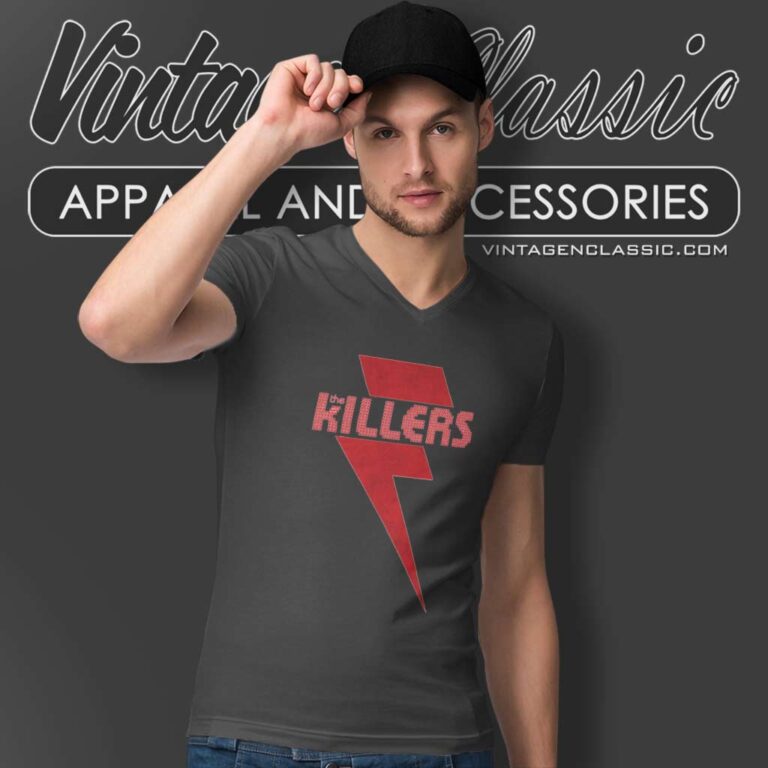 The Killers Rock Band Red Bolt V Neck TShirt The Killers Rock Band Red Bolt V Neck TShirt