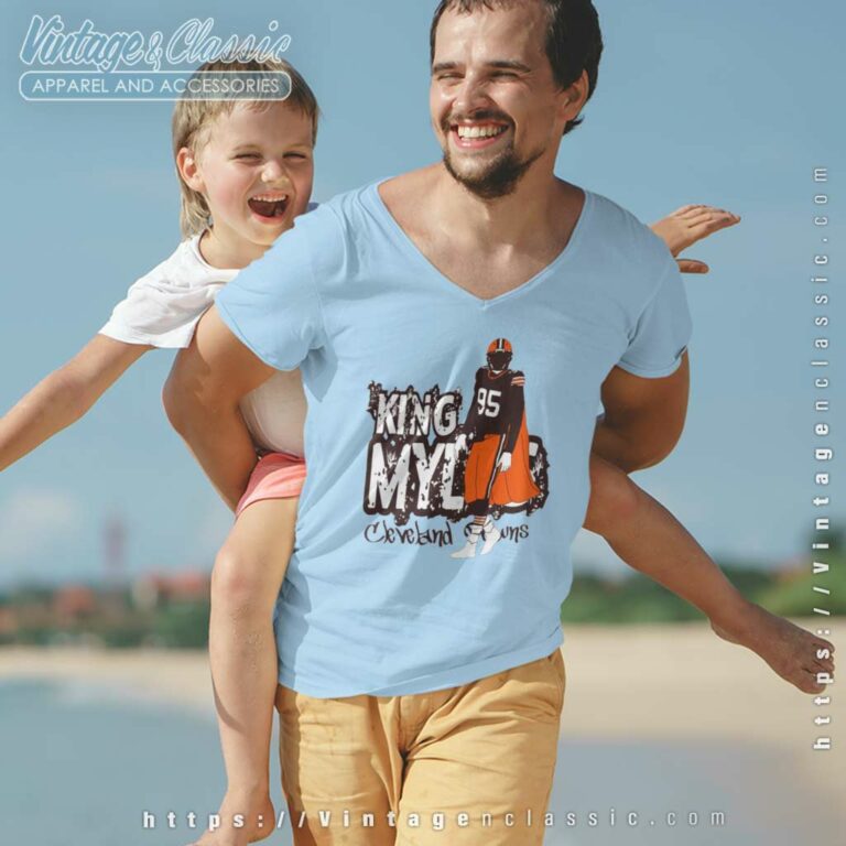 The King Cleveland Browns Myles Garrett V Neck TShirt The King Cleveland Browns Myles Garrett V Neck TShirt