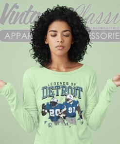 The Legends Of Detroit Lions Calvin Johnson And Barry Sanders Long Sleeve Tee