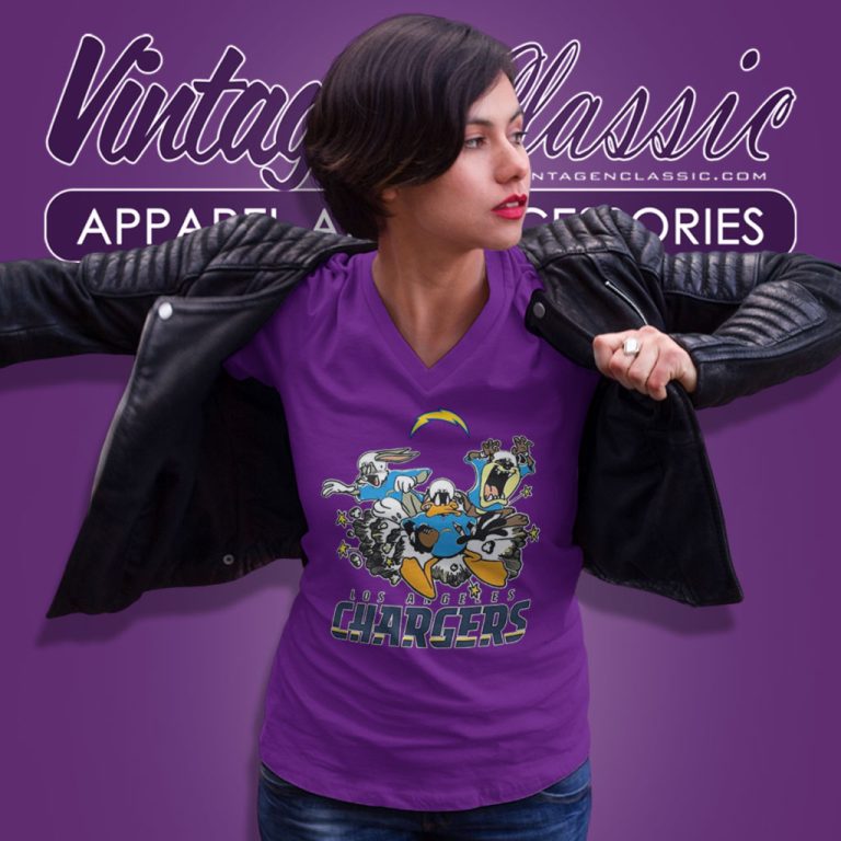 The Looney Tunes Team Los Angeles Chargers V Neck TShirt The Looney Tunes Team Los Angeles Chargers V Neck TShirt