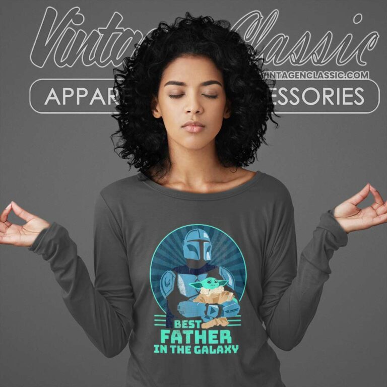The Mandalorian And Grogu Best Father In The Galaxy Long Sleeve Tee The Mandalorian And Grogu Best Father In The Galaxy Long Sleeve Tee