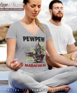 The Mandalorian Baby Yoda Pew Pew Madafakas V Neck TShirt