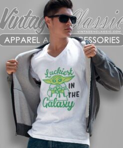 The Mandalorian St Patricks Day Grogu Luckiest In The Galaxy V Neck TShirt