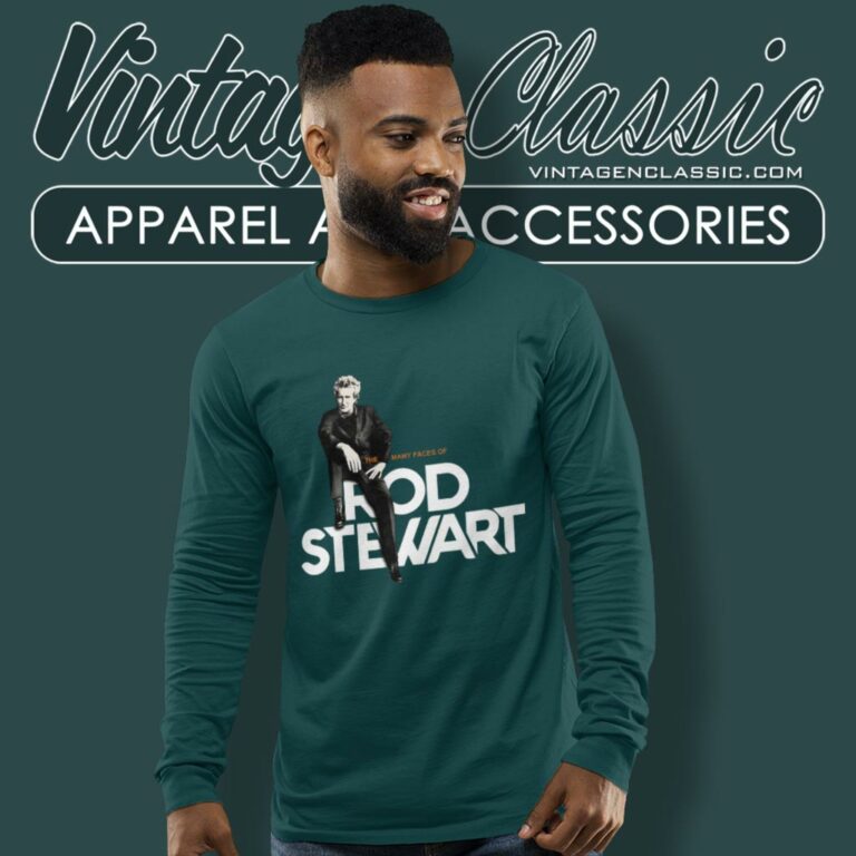 The Many Face Of Rod Stewart Long Sleeve Tee The Many Face Of Rod Stewart Long Sleeve Tee
