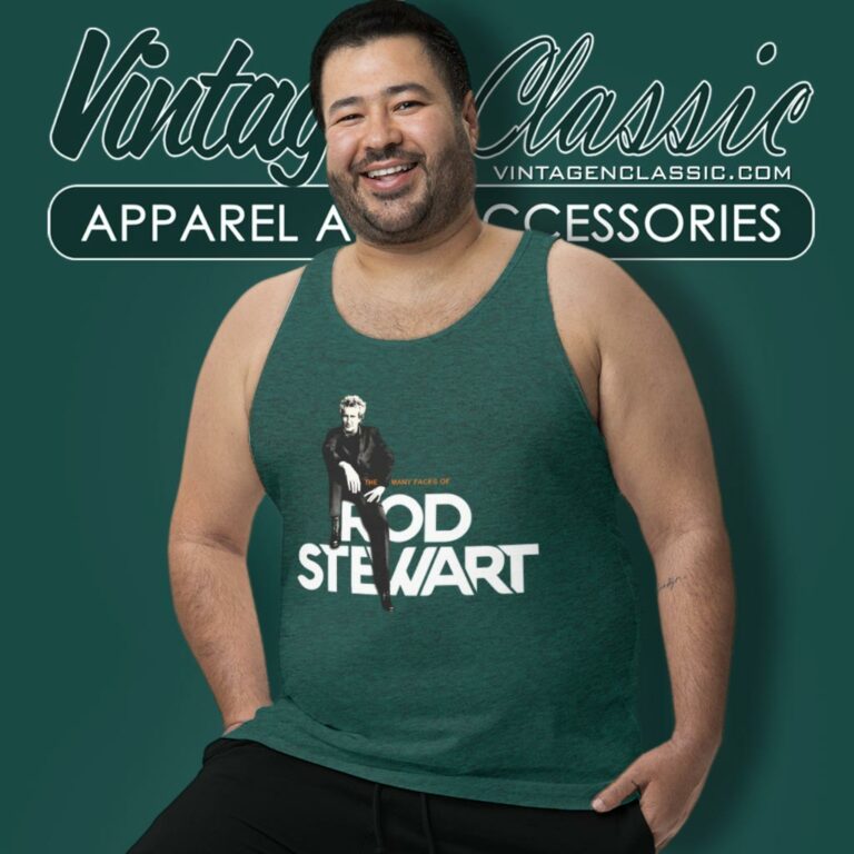 The Many Face Of Rod Stewart Tank Top Racerback The Many Face Of Rod Stewart Tank Top Racerback