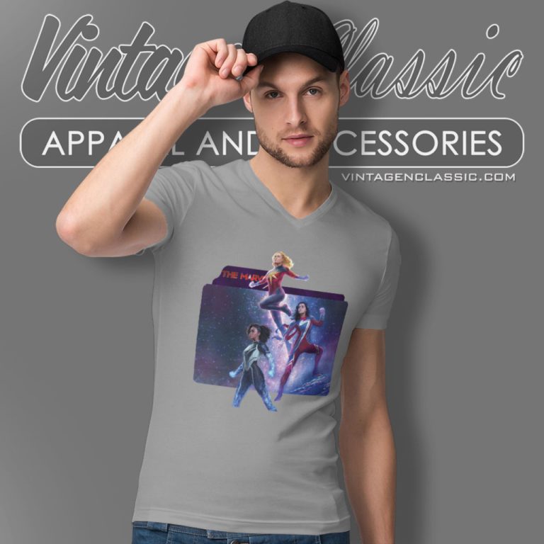 The Marvels Poster Shirt Captain Marvel 2 V Neck TShirt The Marvels Poster Shirt Captain Marvel 2 V Neck TShirt
