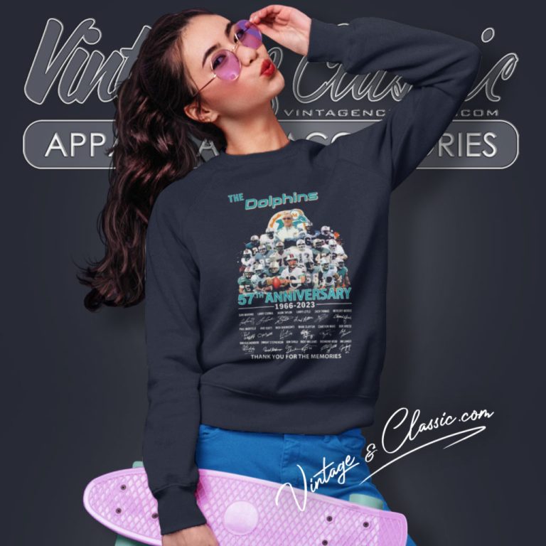 The Miami Dolphins 57th Anniversary 1966 2023 Thank You For The Memories Signatures Sweatshirt The Miami Dolphins 57th Anniversary 1966 2023 Thank You For The Memories Signatures Sweatshirt