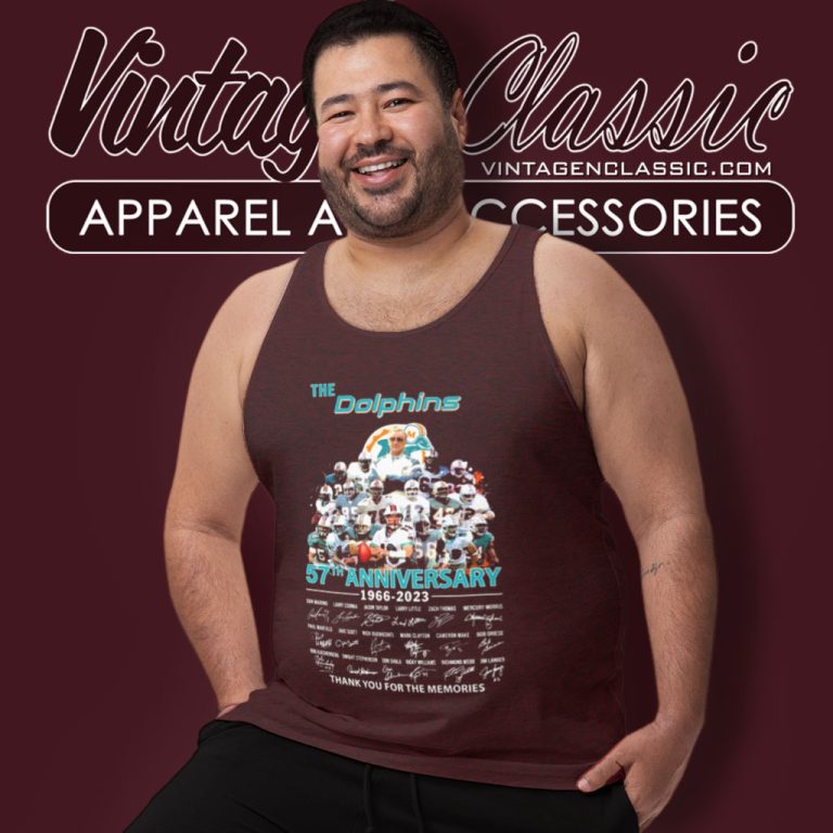 The Miami Dolphins 57th Anniversary 1966 2023 Thank You For The Memories Signatures Tank Top Racerback The Miami Dolphins 57th Anniversary 1966 2023 Thank You For The Memories Signatures Tank Top Racerback