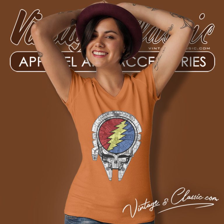 The Millennium Falcon Grateful Dead Star Wars V Neck TShirt The Millennium Falcon Grateful Dead Star Wars V Neck TShirt